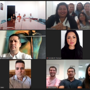 Captura de pantalla con la imagen de las personas participantes de manera grupal e individual durante los trabajos de la Mesa “Autonomía en Espacios Públicos: Movilidad, Género e Inclusión