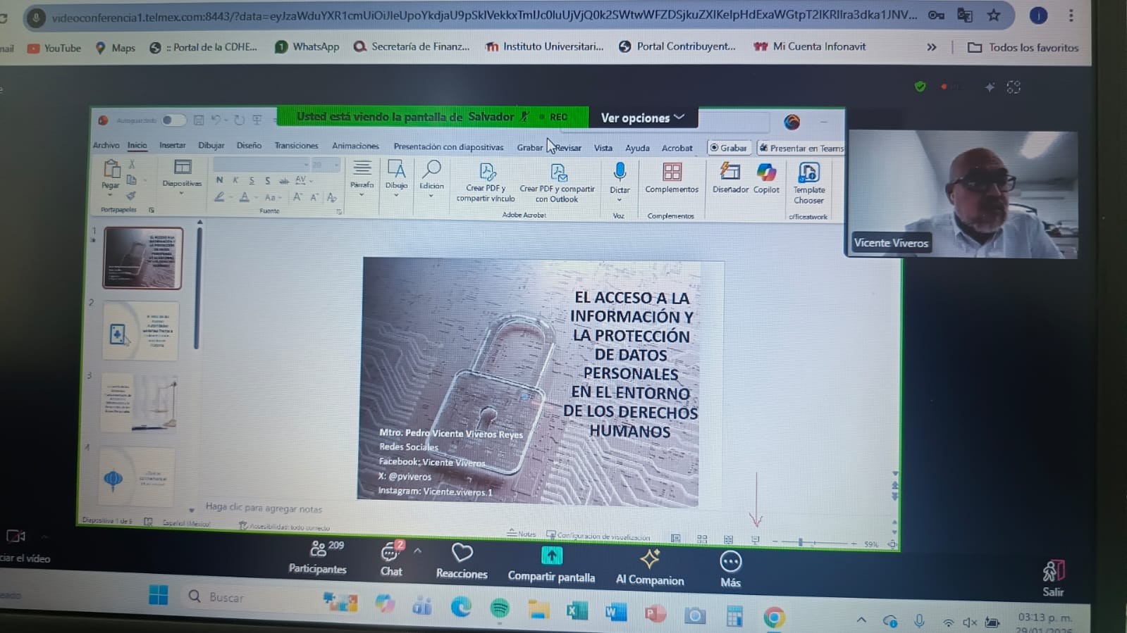 Conferencia Virtual: “El Acceso a la Información y Protección de los Datos Personales en el Entorno de la Defensa de los Derechos Humanos”